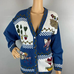 Quacker Factory Womens Medium Angel Cardigan V-Neck Sweater